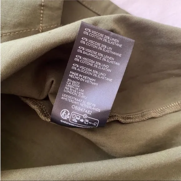 Anthropologie Green Linen Blend Wrap Mini Skirt NWT