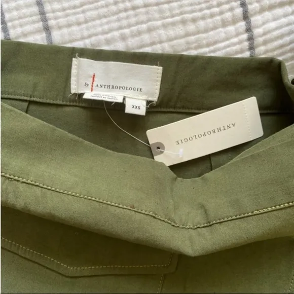 Anthropologie Green Linen Blend Wrap Mini Skirt NWT