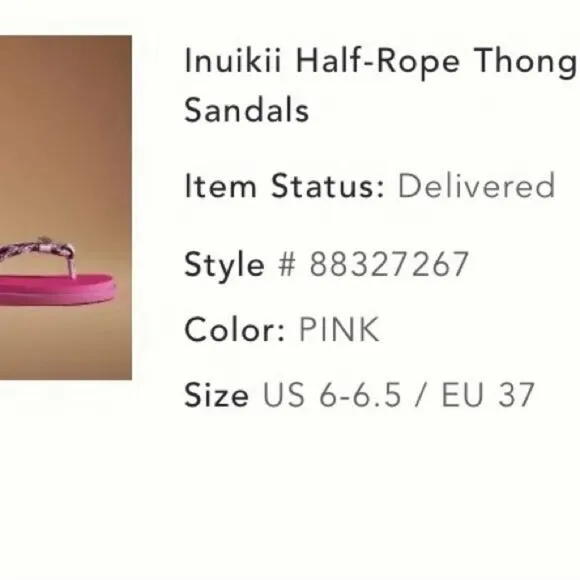 Anthropologie Inuikii Half-Rope Thong Pretty Pink Sandals NWT size 6-6.5