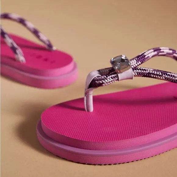 Anthropologie Inuikii Half-Rope Thong Pretty Pink Sandals NWT size 6-6.5