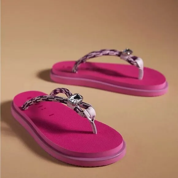 Anthropologie Inuikii Half-Rope Thong Pretty Pink Sandals NWT size 6-6.5