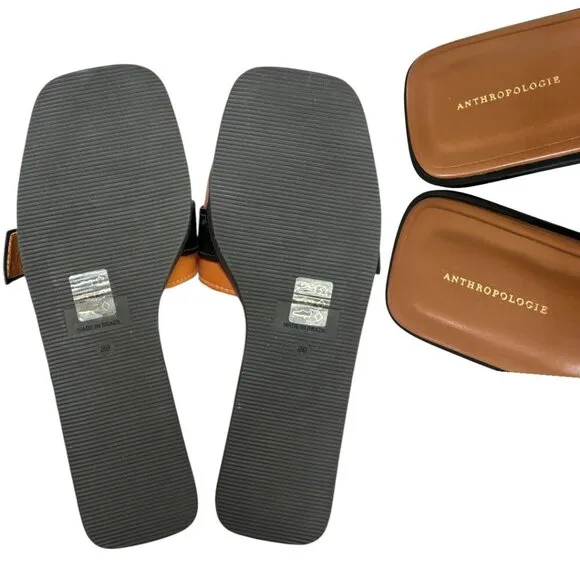 ANTHROPOLOGIE LEATHER SANDALS BUCKLE SLIDES SIZE US 9/39 NEW