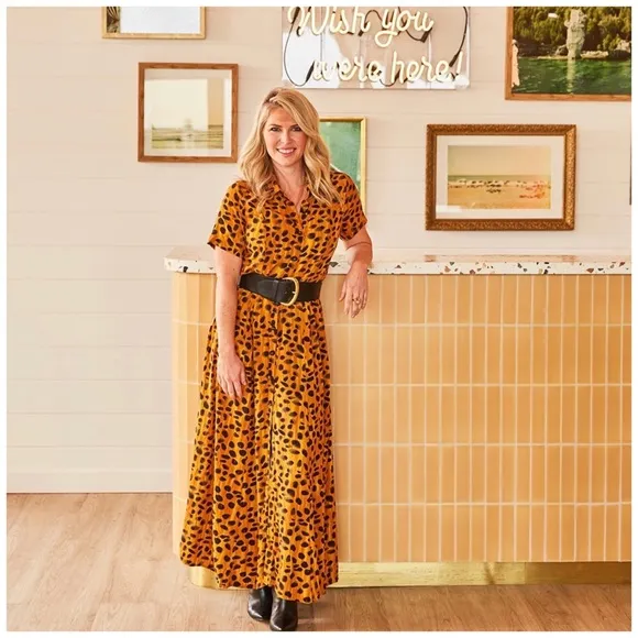 Anthropologie Leopard Maxi Shirt Dress With Belt