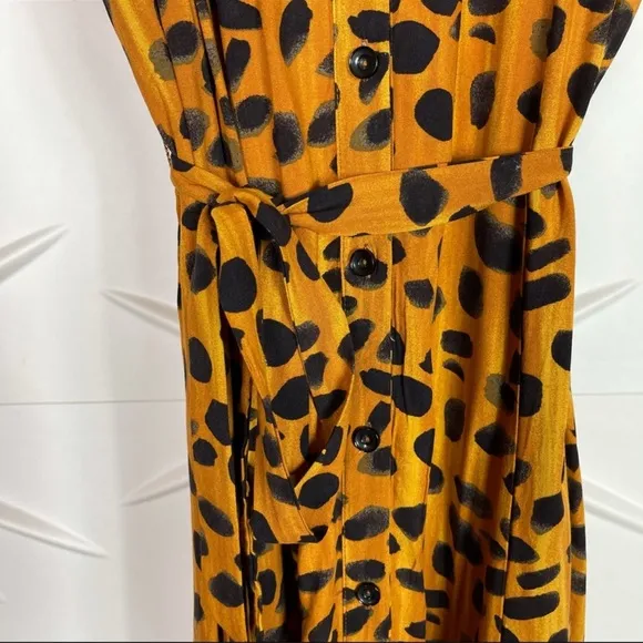 Anthropologie Leopard Maxi Shirt Dress With Belt