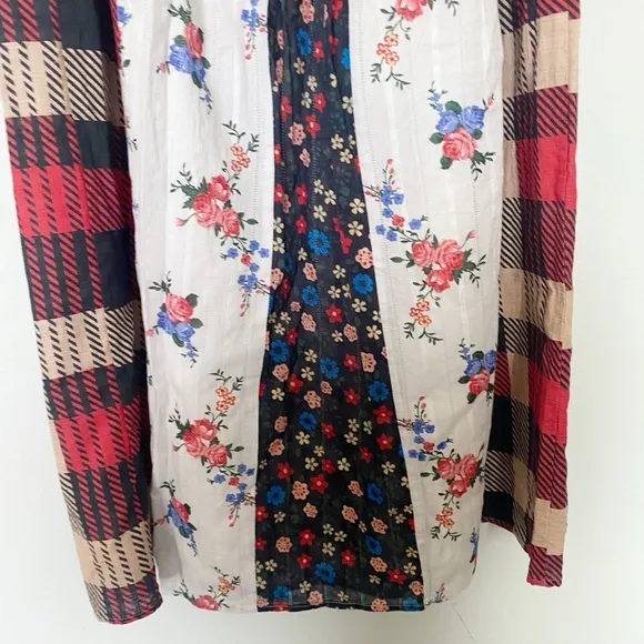 Anthropologie Let Me Be Contrast Americana Patchwork Maxi Skirt Red/Blue Sz XS