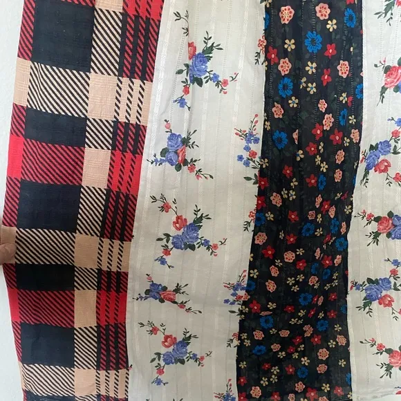 Anthropologie Let Me Be Contrast Americana Patchwork Maxi Skirt Red/Blue Sz XS