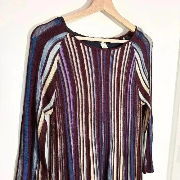 Anthropologie Moth Nora Wool Striped Sweater Dress | Blue Purple | SZ XS