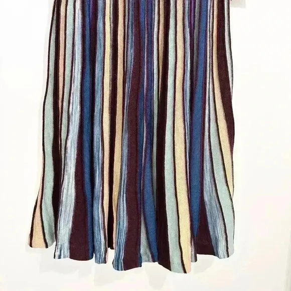 Anthropologie Moth Nora Wool Striped Sweater Dress | Blue Purple | SZ XS