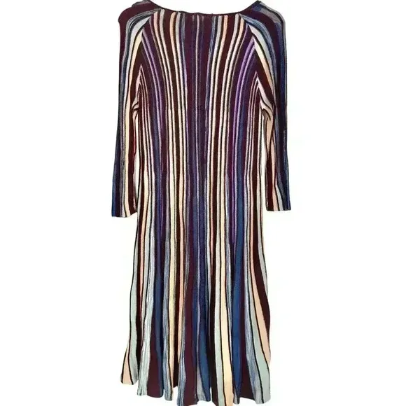Anthropologie Moth Nora Wool Striped Sweater Dress | Blue Purple | SZ XS