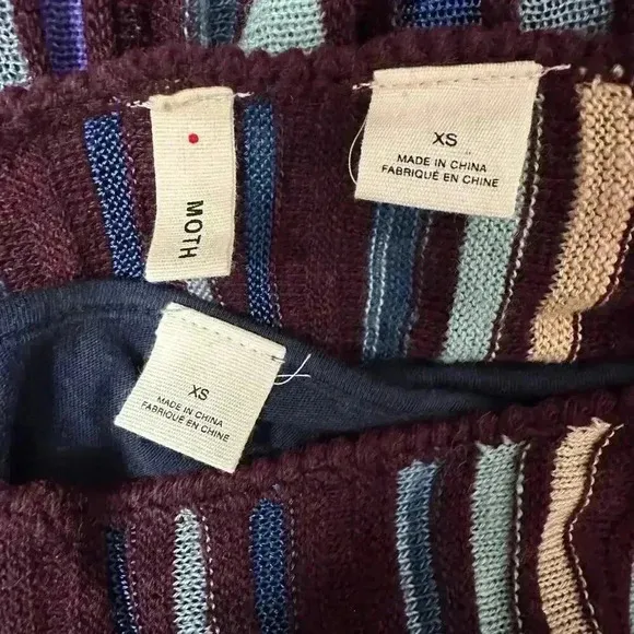 Anthropologie Moth Nora Wool Striped Sweater Dress | Blue Purple | SZ XS