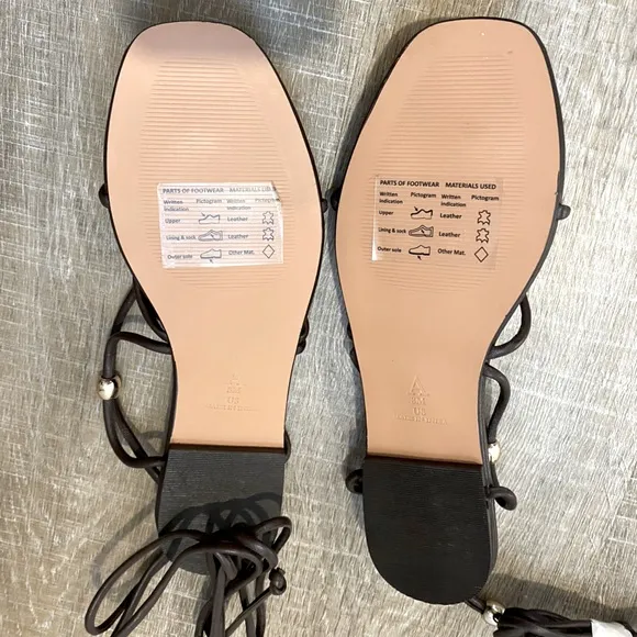 ANTHROPOLOGIE | NWT Leather Embellished Tie-Up Sandals in Brown