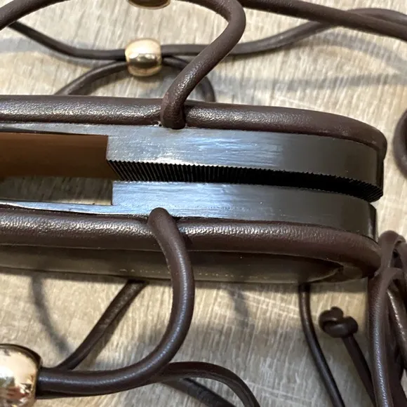ANTHROPOLOGIE | NWT Leather Embellished Tie-Up Sandals in Brown