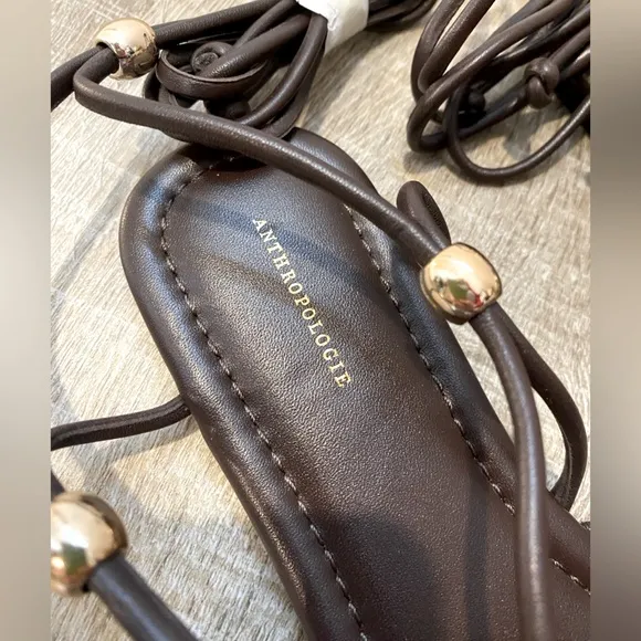 ANTHROPOLOGIE | NWT Leather Embellished Tie-Up Sandals in Brown