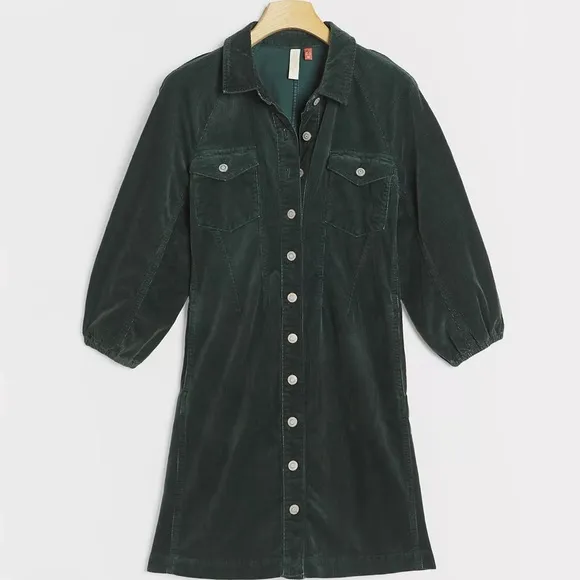 Anthropologie Pilcro Lysette Corduroy Mini Shirtdress