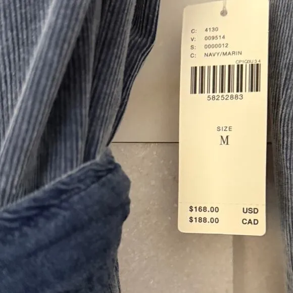 ANTHROPOLOGIE PILCRO NWT Marta 100% Cotton Tie Tiered Corduroy Midi Dress Blue M