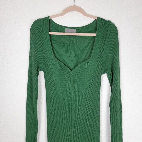 Anthropologie SEAMED KNIT MAXI DRESS Green NWT Small