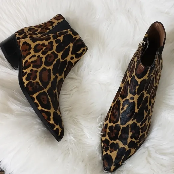 Antonio Melani Lavonnie Calf Hair Leather Leopard Booties Ankle Boots Summer NEW