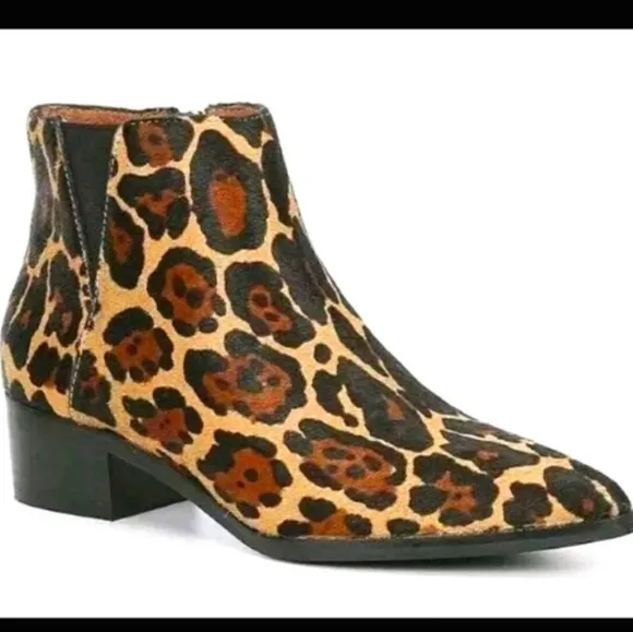 Antonio Melani Lavonnie Calf Hair Leather Leopard Booties Ankle Boots Summer NEW