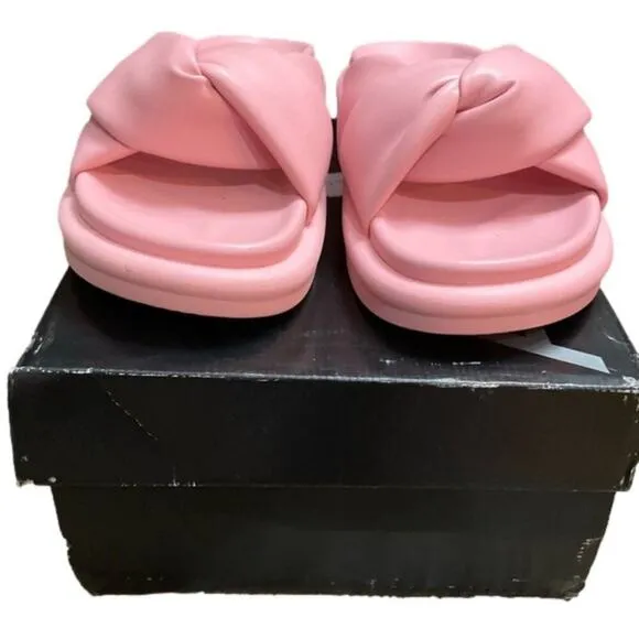 AQUA Ryle Women's Sandals Pink Slides Slip on Faux Leather Size 6.5 NIB