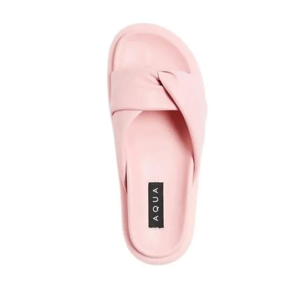 AQUA Ryle Women's Sandals Pink Slides Slip on Faux Leather Size 6.5 NIB