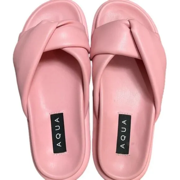 AQUA Ryle Women's Sandals Pink Slides Slip on Faux Leather Size 6.5 NIB