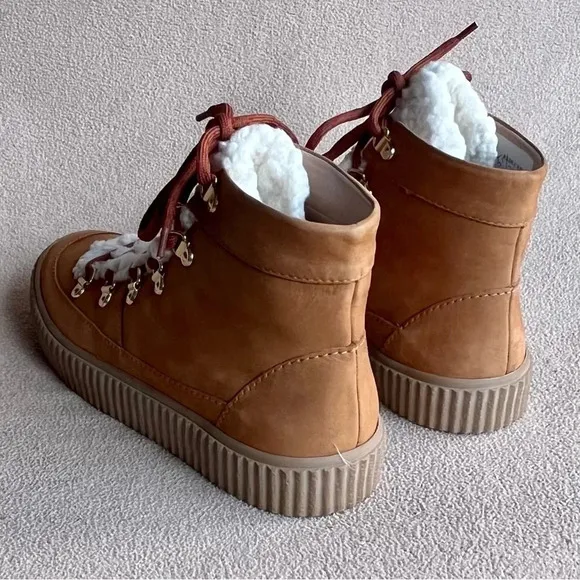 Aqua Shearling Winter Boots Women’s 5.5-Camel-Tan-Cream-Cozy-Autumn-Casual-NEW
