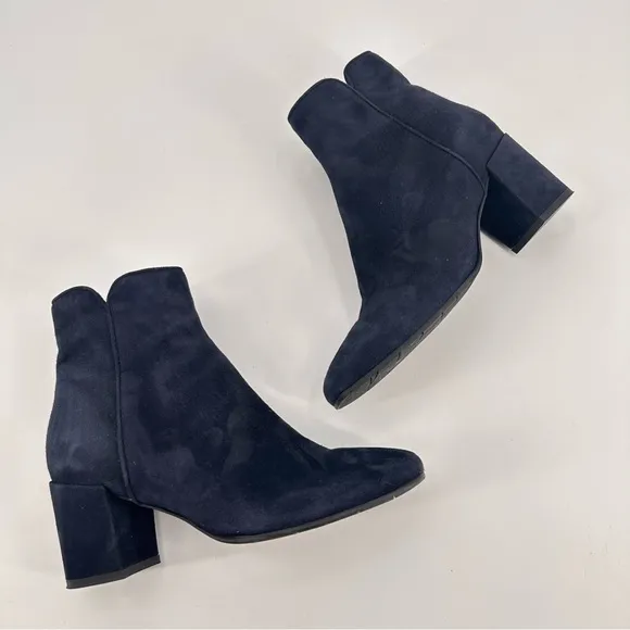 Aquatalia Blue Suede Heels Ankle Boots Size 5.5
