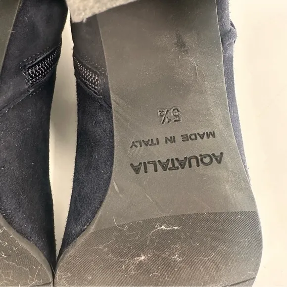Aquatalia Blue Suede Heels Ankle Boots Size 5.5