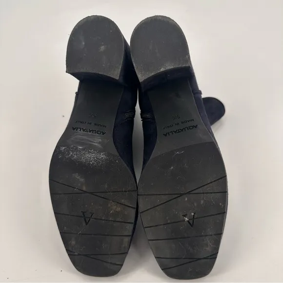 Aquatalia Blue Suede Heels Ankle Boots Size 5.5