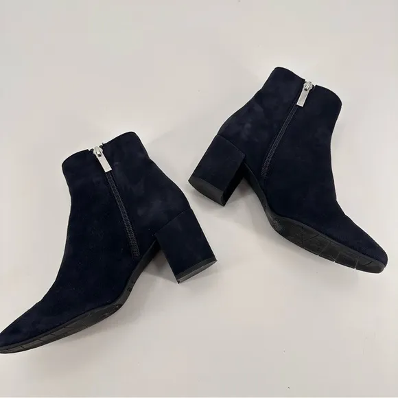 Aquatalia Blue Suede Heels Ankle Boots Size 5.5
