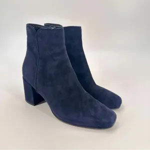 Aquatalia Blue Suede Heels Ankle Boots Size 5.5