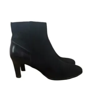 Aquatalia Deidra Booties Womens US 8 Black Suede Almond Toe Side Zip Ankle Boots