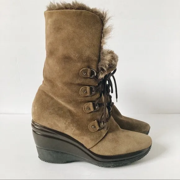 Aquatalia Faux Fur Wedge Boots
