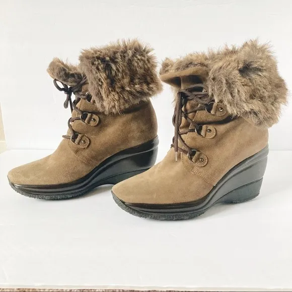 Aquatalia Faux Fur Wedge Boots