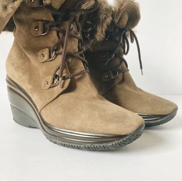 Aquatalia Faux Fur Wedge Boots