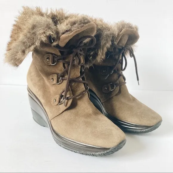 Aquatalia Faux Fur Wedge Boots