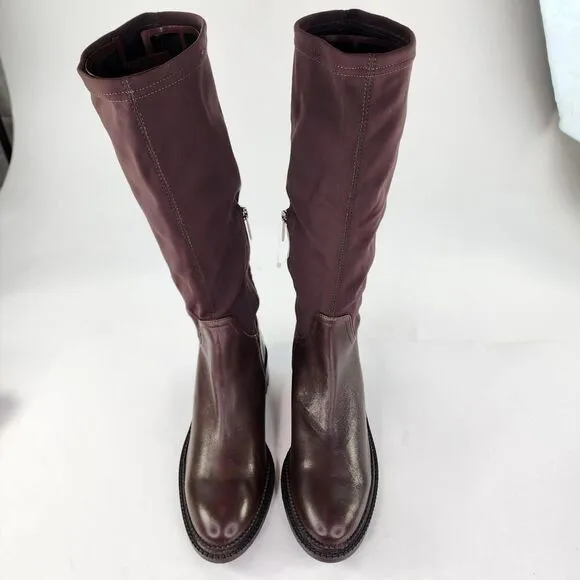 Aquatalia Oleen Brown Waterproof Tall Boot US 9.5 Chunky Knee-High Zip Boots