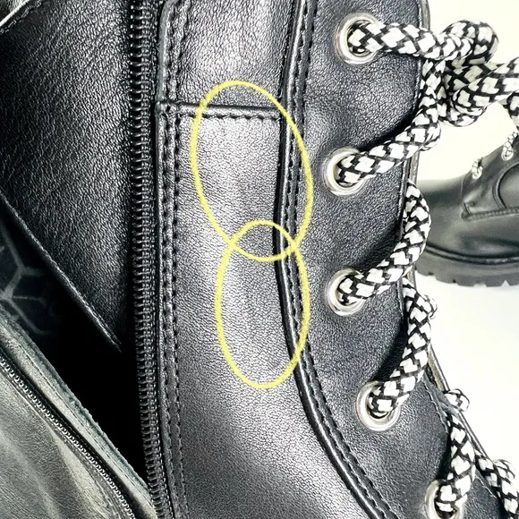 Aquatalia Sabine Black Leather Lace Up Boot Size 10