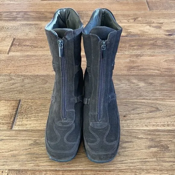 AQUATALIA Suede Brown Zip Up Heeled Boots Size 8