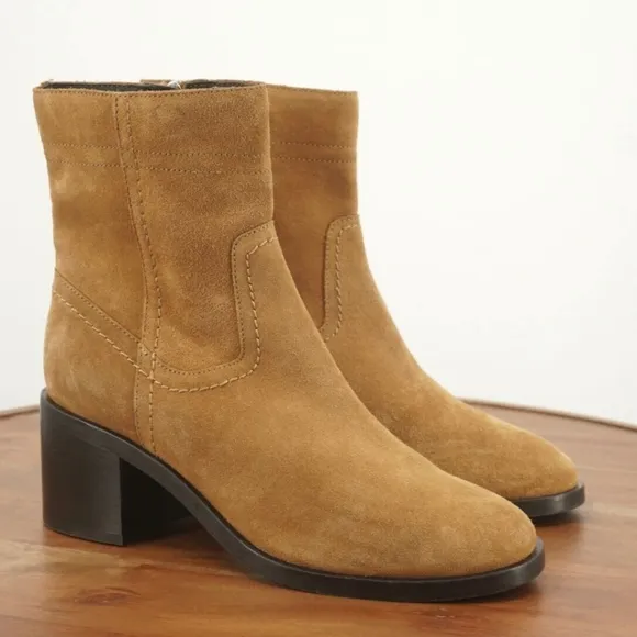 Aquatalia Tan Suede Ankle Boots, Size 8, New No Box