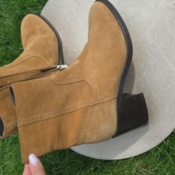Aquatalia Tan Suede Ankle Boots, Size 8, New No Box