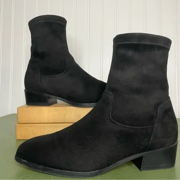 Aquatalia Waterproof Sock Top Boots in Black Suede *Italy*