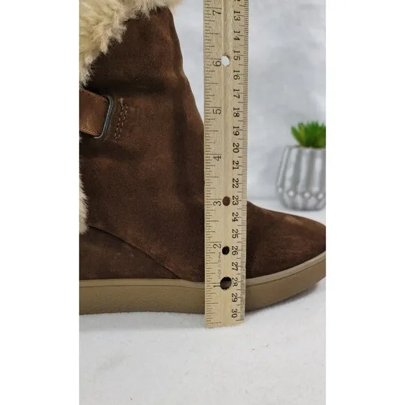 Aquatalia Womens Chestnut Cameron Faux Fur Trim Ankle Boots Side Zip Size 8.5