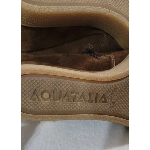 Aquatalia Womens Chestnut Cameron Faux Fur Trim Ankle Boots Side Zip Size 8.5