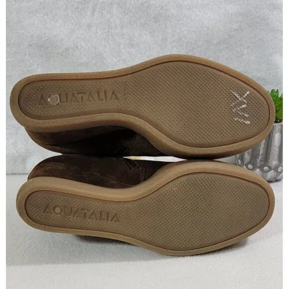 Aquatalia Womens Chestnut Cameron Faux Fur Trim Ankle Boots Side Zip Size 8.5