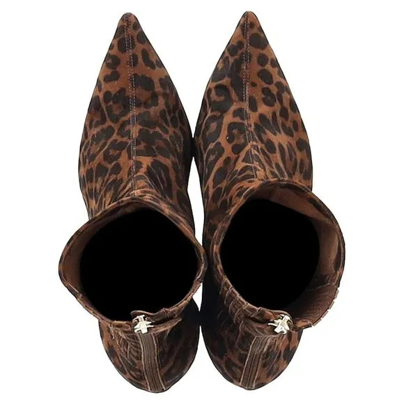 Aquazzura Saint Honore Printed Ankle Boots in Brown Suede