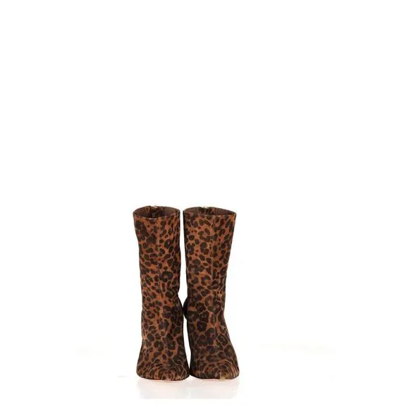 Aquazzura Saint Honore Printed Ankle Boots in Brown Suede