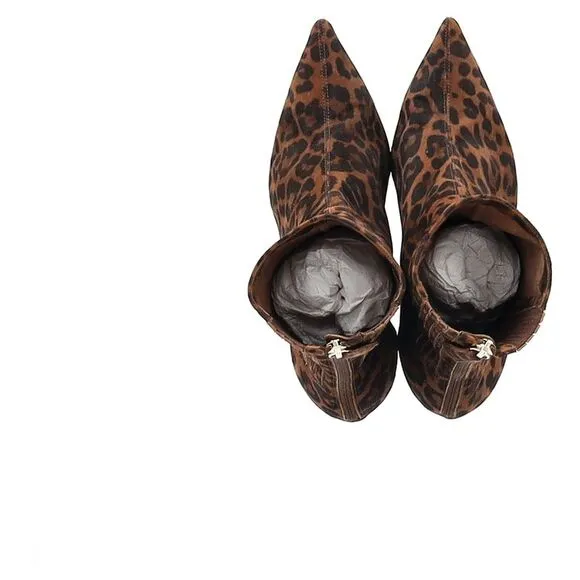 Aquazzura Saint Honore Printed Ankle Boots in Brown Suede