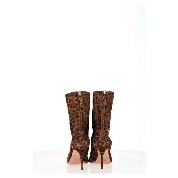 Aquazzura Saint Honore Printed Ankle Boots in Brown Suede