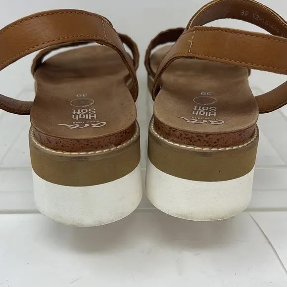 Ara Kopenhagen Sz 39 Platform Cognac Non slip Super Comfortable Sandals